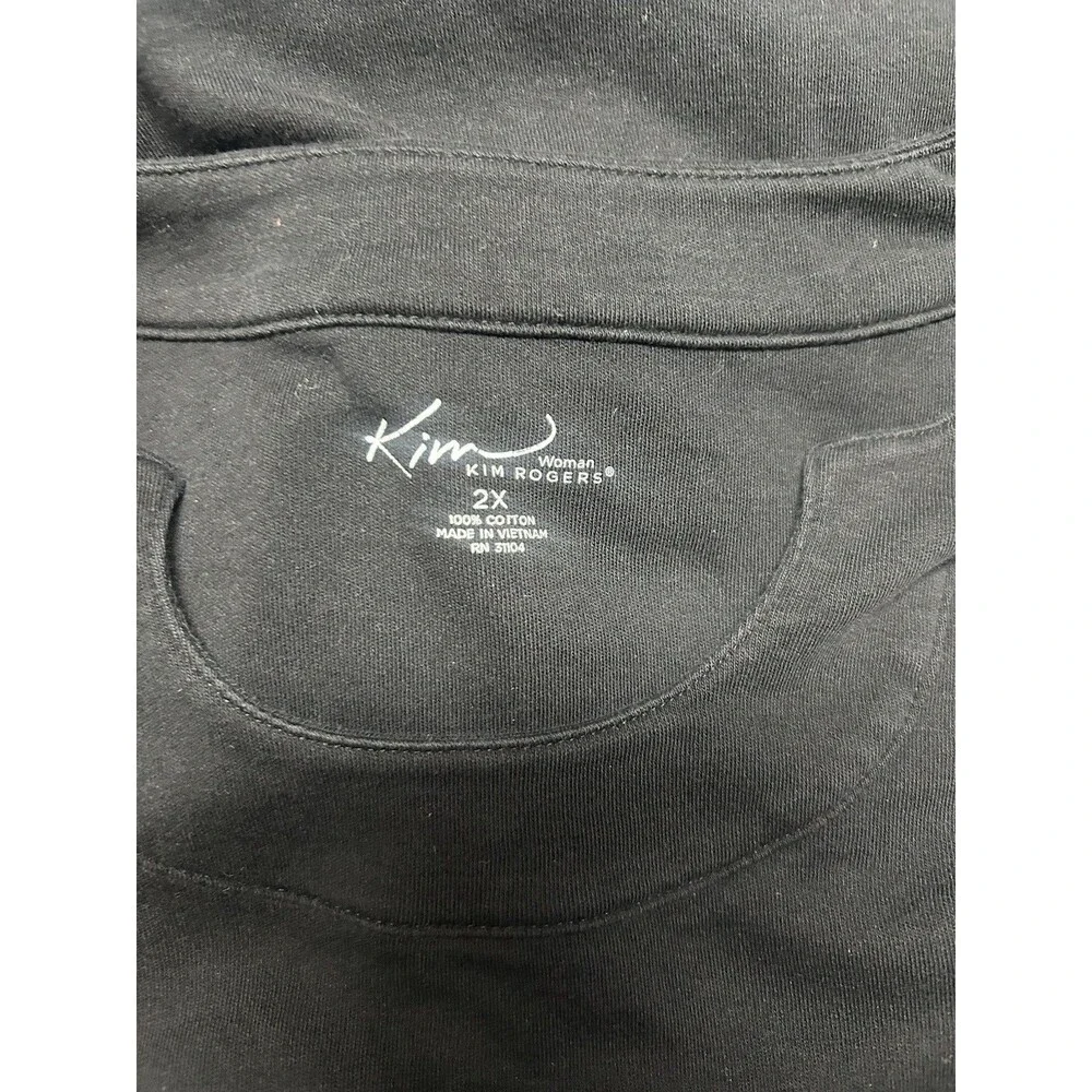 Kim Rogers Womens 2X Black 3/4 Sleeve Scoop Neck T Shirt 100% Cotton - Picture 5 of 7